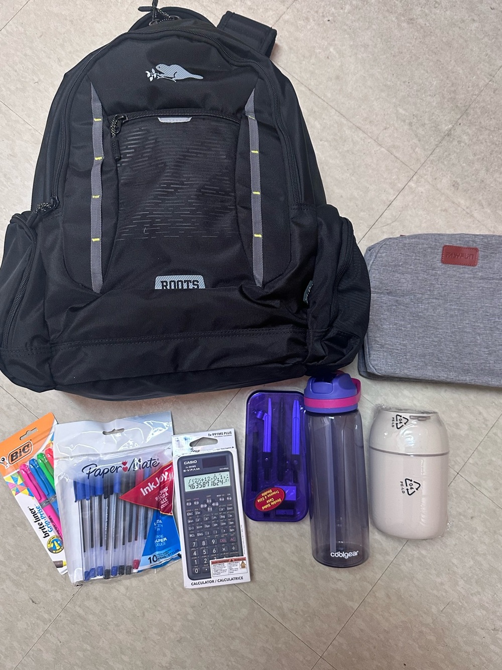 Roots Black backpack back to school bundle